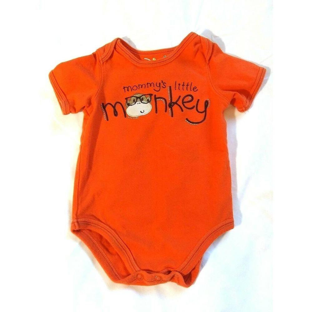 Mama's Little Monkey Baby Size 6 Months Fall Orange One Piece